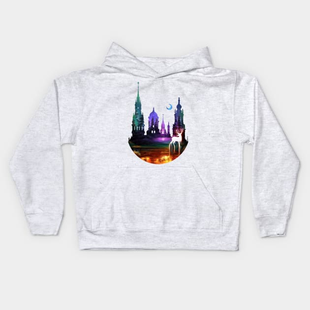 Burning Wood Castle Kids Hoodie by KucingKecil